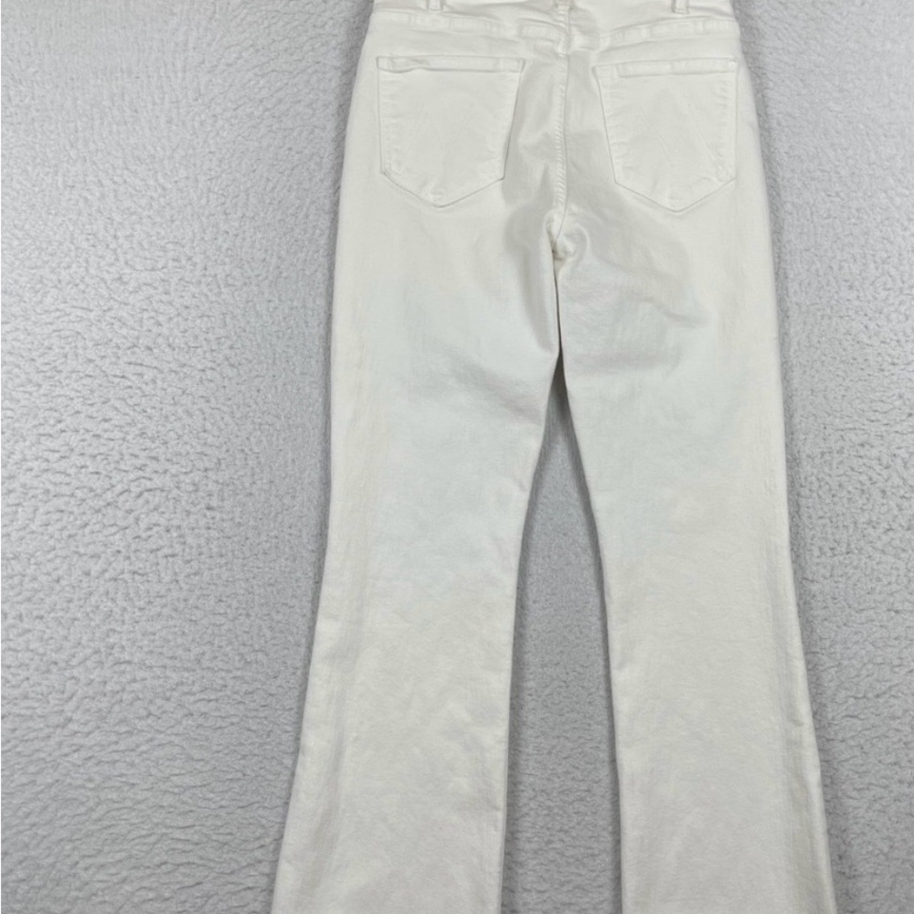Mother Jeans Womens 29 White Denim High Rise Flare Hustler Ankle Fray Coastal - Picture 2 of 11